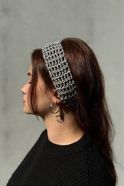 MELUSH Gray Mesh Style Braided Headband, Perforated Headband, Knitted Bandana