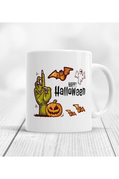 Halloween Temalı Porselen Kupa Bardak – Cadılar Bayramı Tasarımlı Hediye Kupa – Happy Halloween