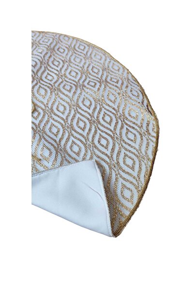 MODA NUR Christmas Tree Underlay Cover, Pine Tree Foot Carpet Cover, White Color, Gold Foil Pattern, 65 cm