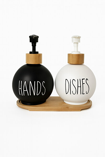 WERONY وعاء صابون دائري مكون من قطعتين، مع قاعدة من الخيزران، سعة 450 مل