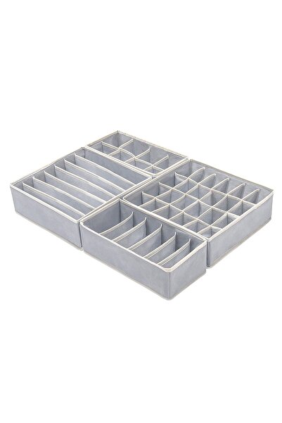 zola Set of 4 drawer organizers, different models, grey, height 10 cm