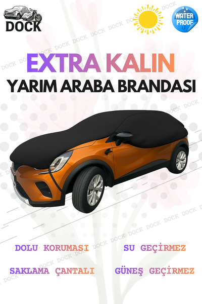 Dock SİYAH EXTRA KALIN YARIM ARABA BRANDASI ( DOLU KORUMALI )