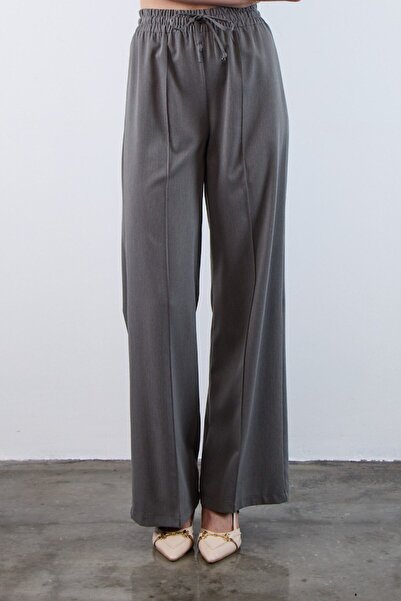 My Blog Anthracite Elastic Waist Pre-Stitched Polyviscose Trousers - 50741