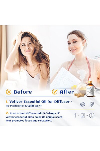 HIQILI Vetiver (Vetiveria) Essential Oil for Diffuser, Perfumes & Candle Making - HIQILI, 30 ml