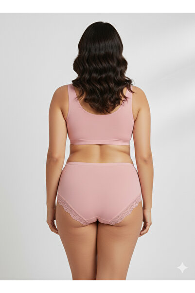 İntimate Women's High Waist Bato XL Size Lace Detailed Cotton Stretchy Bikini Type 6-Piece Panties