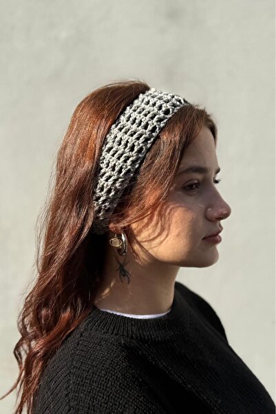 MELUSH Gray Mesh Style Braided Headband, Perforated Headband, Knitted Bandana