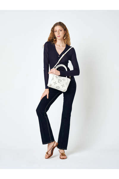 Pierre Cardin White Detachable Strap Magnet Closure Women's Shoulder Bag - Handbag 05Pc25Y10502