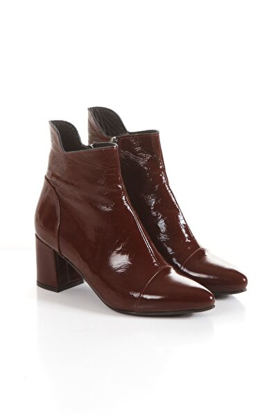 ALON حذاء من الجلد الطبيعي اللامع باللون الأحمر الداكن