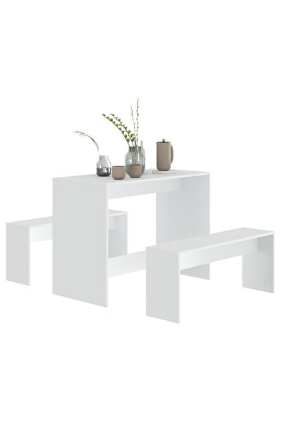 vidaxl 3 Piece Dining Set White Engineered Wood
