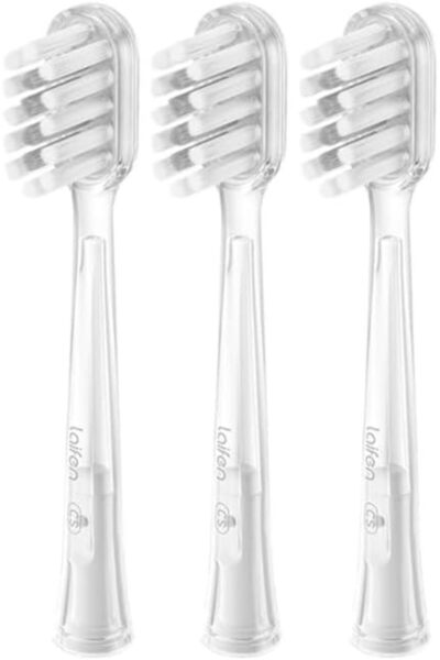 Laifen Replacement Brush Heads, Transparent Gum Care, Soft Bristles, Pack of 3