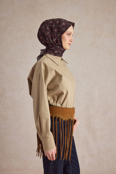 Qef Cotton Scarf Medallion Burgundy