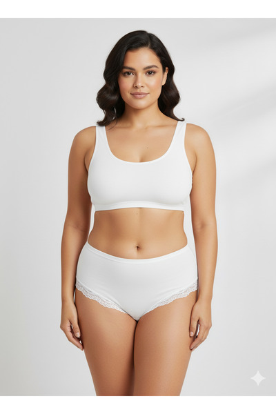 İntimate Women's High Waist Bato XL Size Lace Detailed Cotton Stretchy Bikini Type 6-Piece Panties