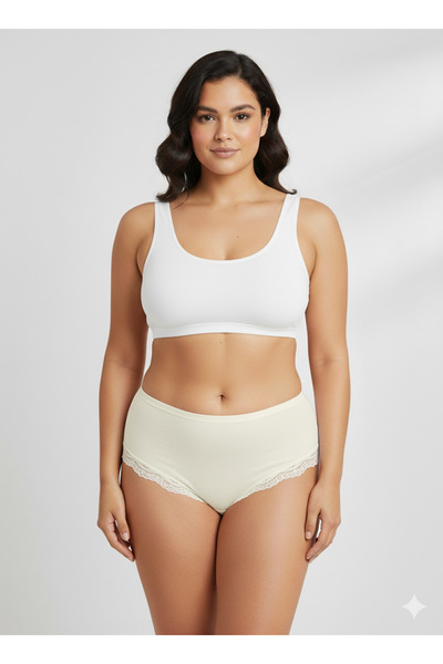 İntimate Women's High Waist Bato XL Size Lace Detailed Cotton Stretchy Bikini Type 6-Piece Panties