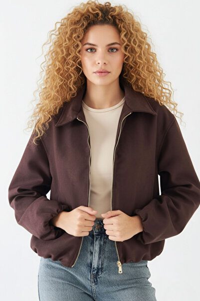 Moda Küpü Women's Brown Bomber Jacket