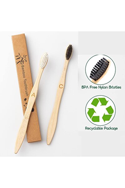 TERRIFI Bamboo Toothbrush 20 Pack (Charcoal, Soft Bristles, Travel Case)