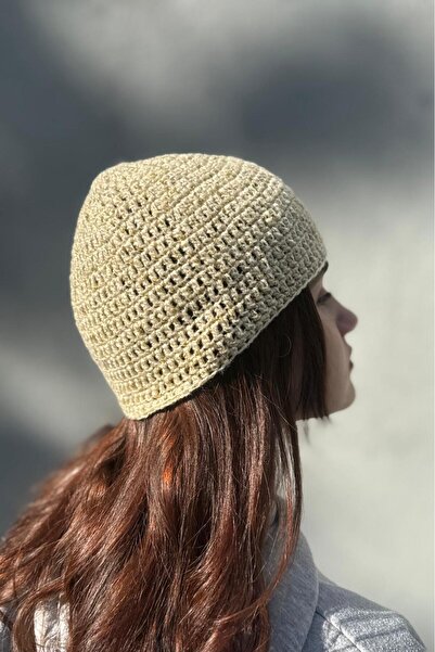 MELUSH Beige Color Glitter Knitted Hat, Stylish Beanie, Unisex Hat