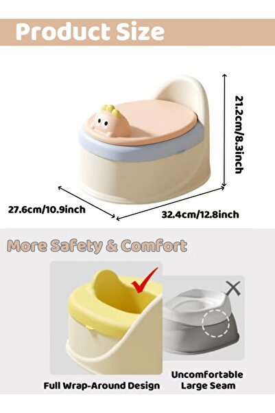 Generic Baby Potty Seat Kids Potty Chair Potty Toilet Training Toilet with Splash Guard Back Support Lid