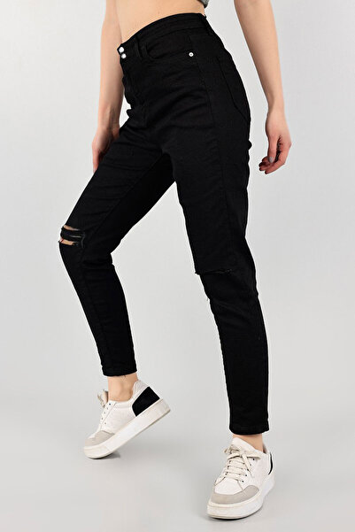 Asortix Pantaloni din denim pentru fete, rupti, 100% bumbac, cu picior îngust