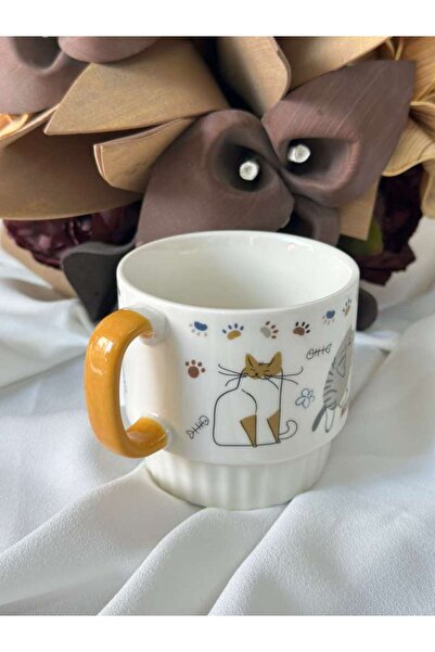 MD MİMOZA DEKOR Porcelain Tea Coffee Cup 340ml -Md12