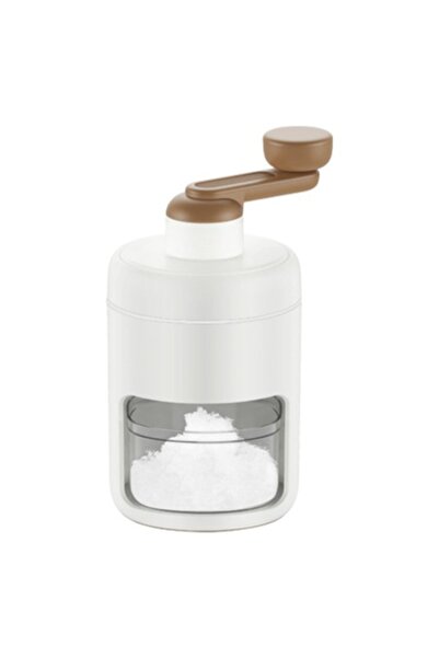 OEM Plastic ice crusher/ice grinder with stainless steel blade – white/brown