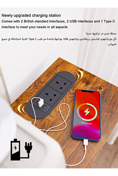 AnneFish 120*30*90cm Console Table with Power Outlet Sofa Table with Storage Shelf and Entryway Table