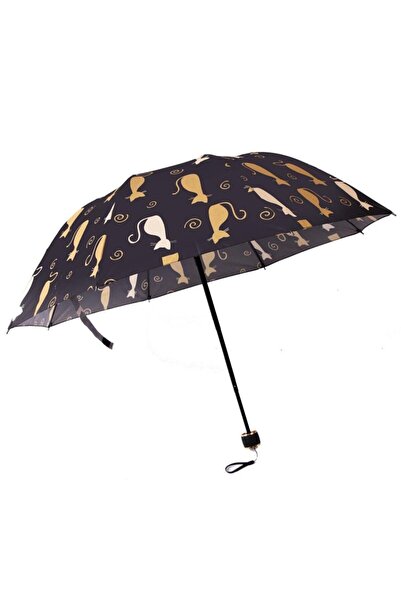 Herşey Nota Kedi Desenli Yarasa Model 8 Telli Manuel Kadın Şemsiye | Sevimli,...