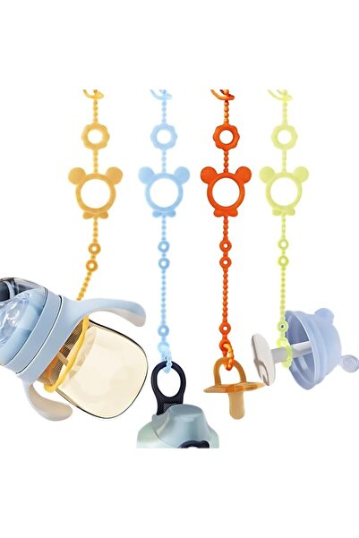 Generic Adjustable Silicone Baby Toy Straps - Stretchable Pacifier Clips & Anti-Spill Cup/Stroller Clips, 4