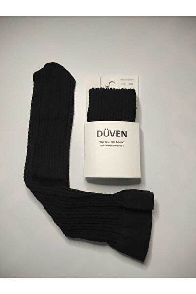 DÜVEN Pack of 2 Soft Texture Thick Winter Black & Khaki Color Knee-High Socks with Classic Knit Pattern