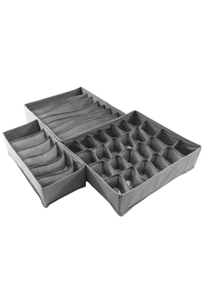 zola Set of 3 drawer organizers, plastic, height 10 cm, grey