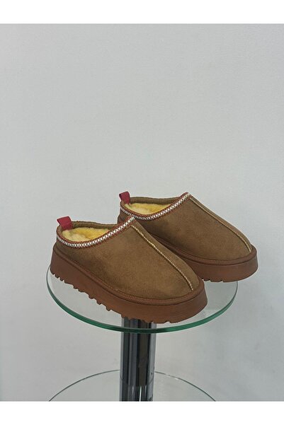 DİVA Taba Süet Yünlü Kadın Günlük Terlik