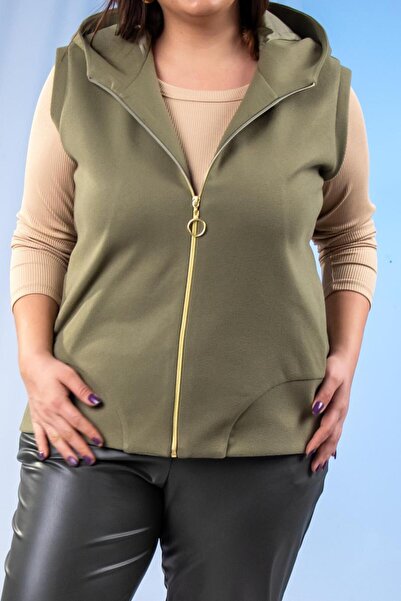 Roxxlen 122153 Γυναικείο γιλέκο μεγάλου μεγέθους πράσινο