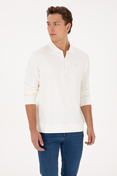 U.S. Polo Assn. Men's Comfort Fit Half Zip White Sweatshirt 50316484-Vr184