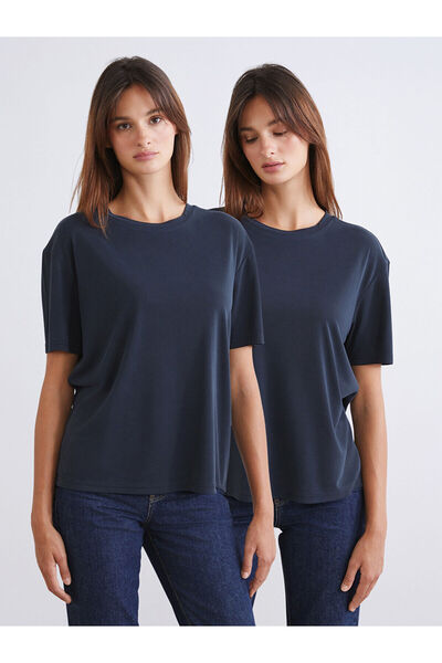 LC Waikiki Nevavm Women's Modal Blend T-Shirt with Oval Collar in Difference ...
