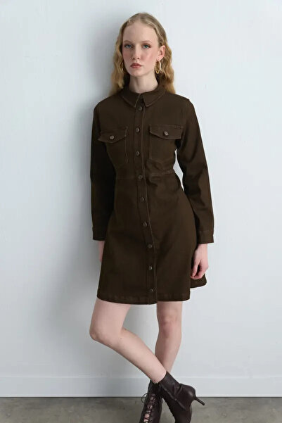 Gusto Φόρεμα Koton τζιν - Καφέ