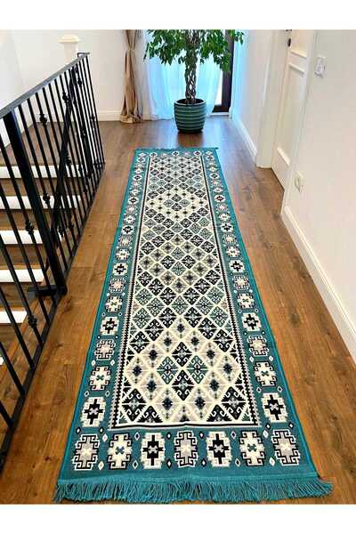 OEM Traditional rug, double-sided, size 80 x 300 cm, Turquoise H&H303