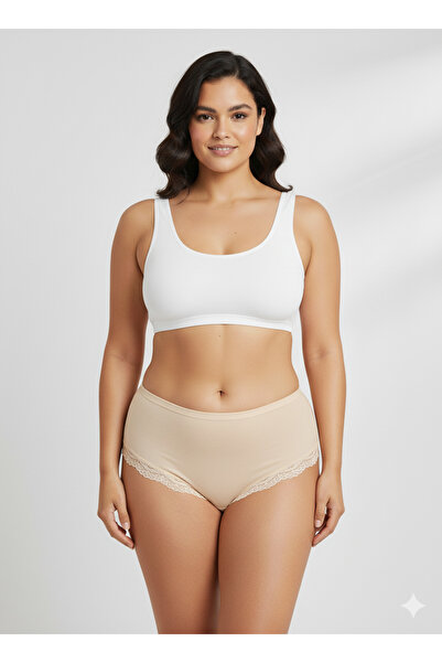 İntimate Women's High Waist Bato XL Size Lace Detailed Cotton Stretchy Bikini Type 6-Piece Panties