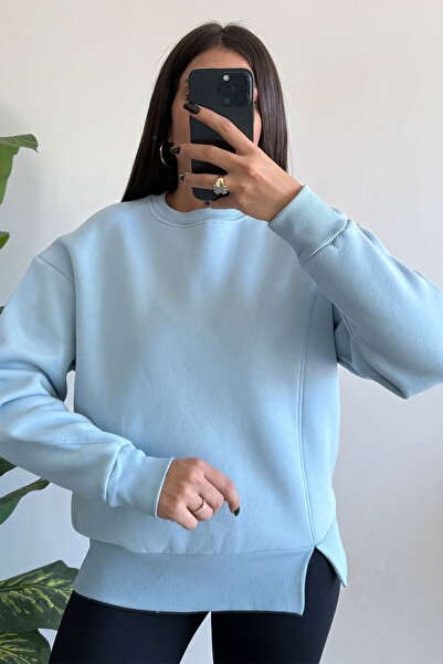 CİDDE Дамска трислойна блуза с обло деколте и подплата от шерпа