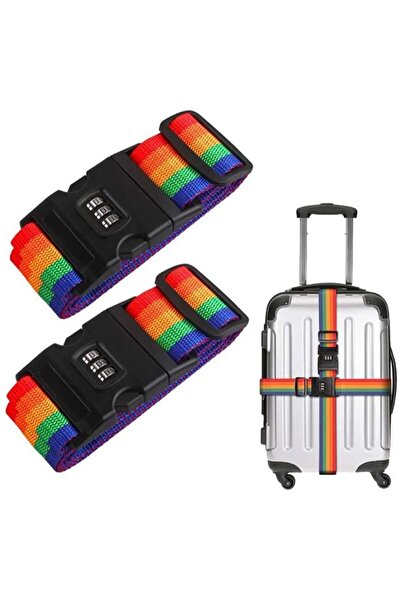 Arabest Adjustable Luggage Strap with Lock - Rainbow Colors | 2pcs (Multicolor)