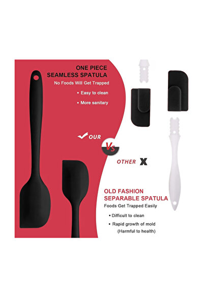 FASHIONEEDA Silicone kitchen spoon and Spatula Set - 6 Piece Non-Stick fireproof Rubber Spatula Set,