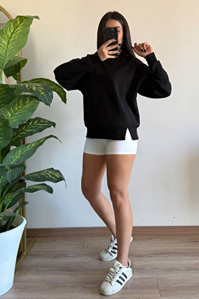 CİDDE Дамска трислойна блуза с обло деколте и подплата от шерпа