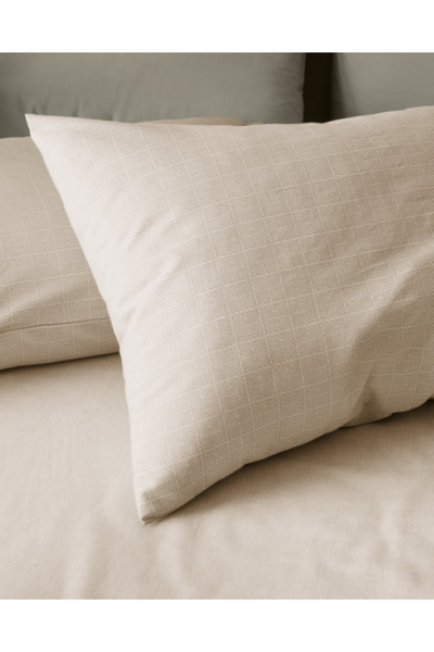 Madame Coco Atlas Home Odette Double 100% Cotton Ranforce Printed Duvet Cover Set - Beige