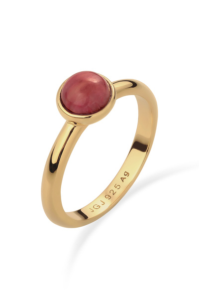 ELLI Ring Ring Women Agate Cabochon Red 925 Sterling Silver