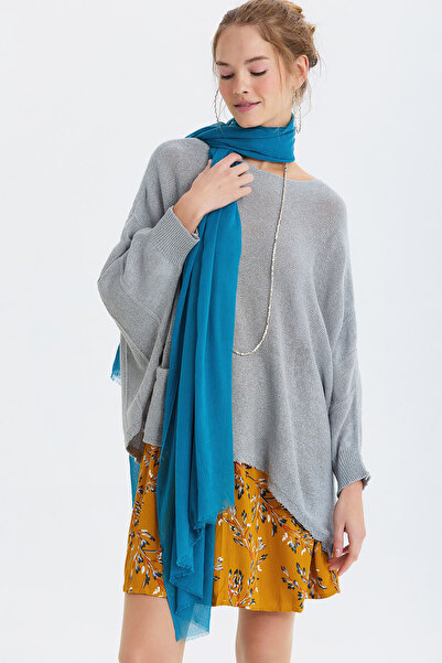 Clandestino Thin Draped Bamboo Shawl Blue Turquoise