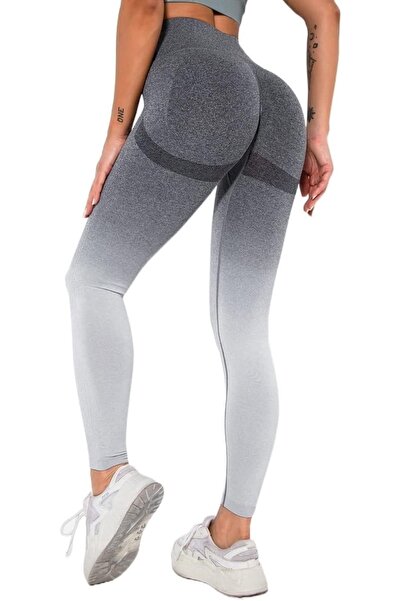 OEM FITTOO Women's Sports Leggings, Scrunch Butt Push Up, Opaque, High Waist, Size M, Gray and White