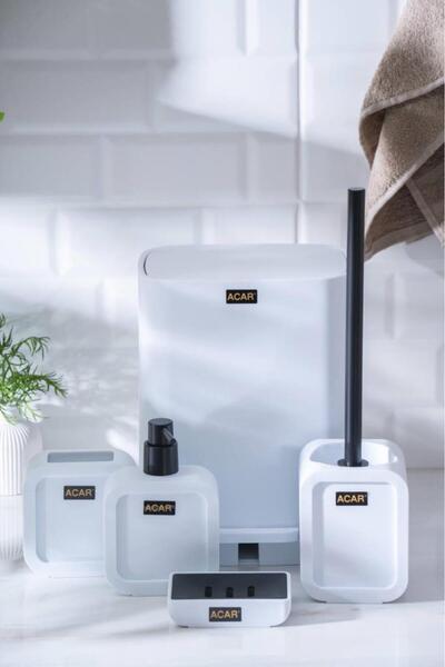 ACAR Astoria White Square 5 Piece Bathroom Set