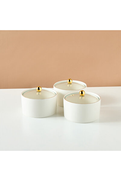 Lifestyle Ceramic 3-Piece Mini Serving Bowl Set with Lid and Stand