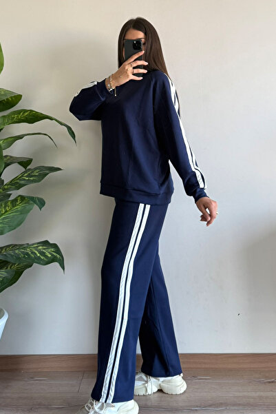 CİDDE Women's Modal Fabric Oversized Wide Leg Paneled Tracksuit Set
