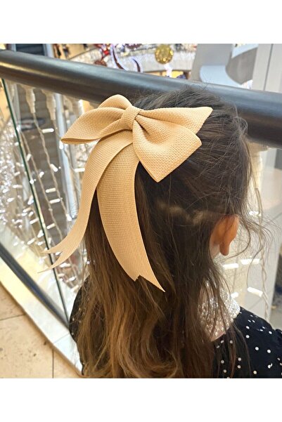 Kirpi toka Handmade Linen Cream Long Girl's Hair Clip 20X25 cm