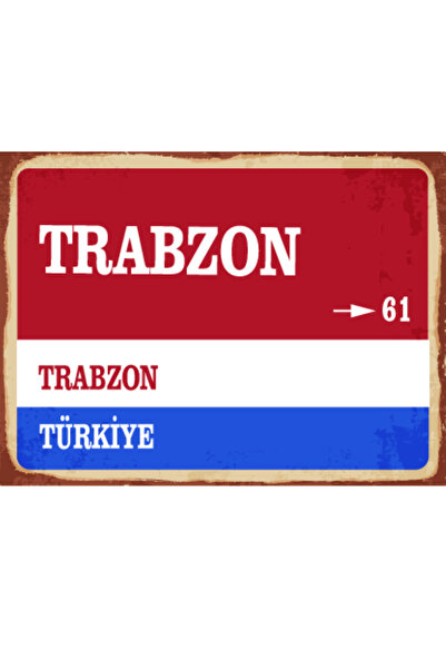 BiveSa Trabzon ili Retro Ahşap Sokak Tabelası