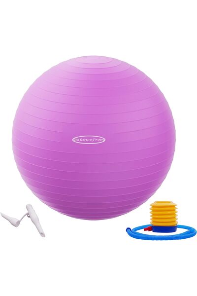 Fitvids Anti-Burst and Slip Resistant Exercise Yoga Fitness Birthing Ball wit...